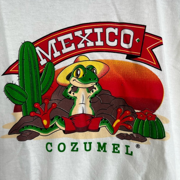 NEW kids child short sleeve white tshirt.  Medium 6-8 MEXICO Cozumel frog. - Picture 2 of 5